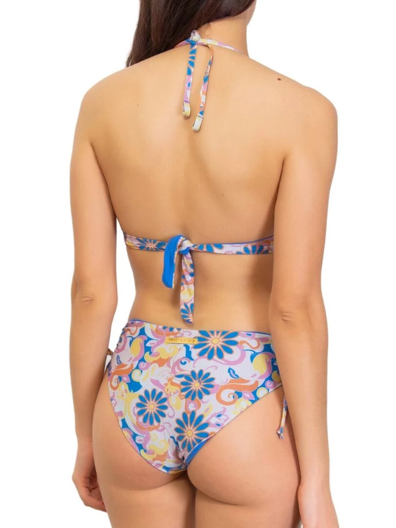Haut de maillot push up imprimé Coachella   Bleu