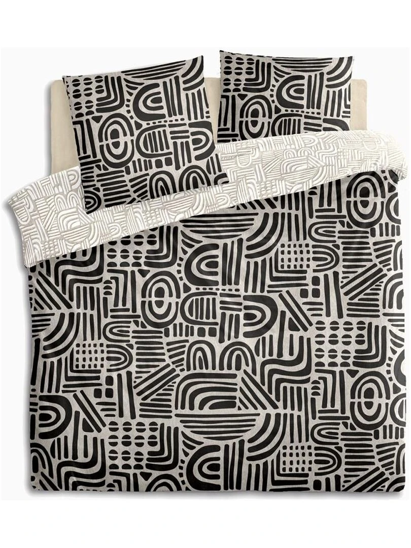 Housse de couette Tipu + taie(s) 100% coton 57 fils Noir