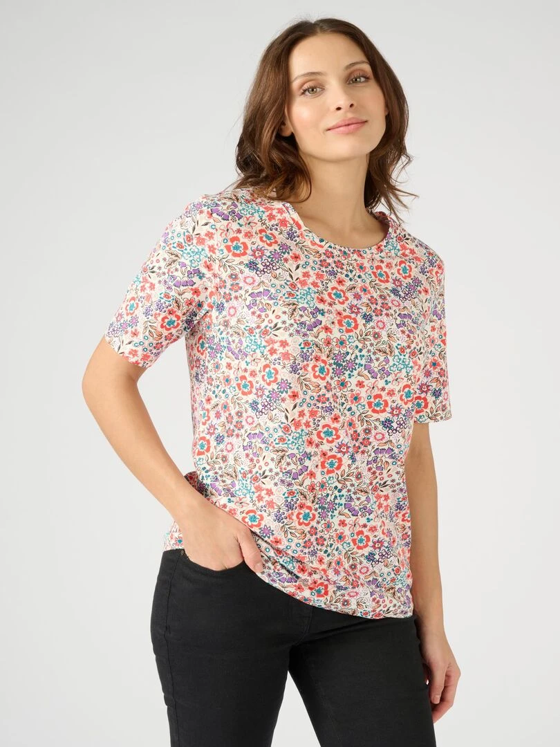 Tee shirt imprimé manches courtes. Damart Rouge
