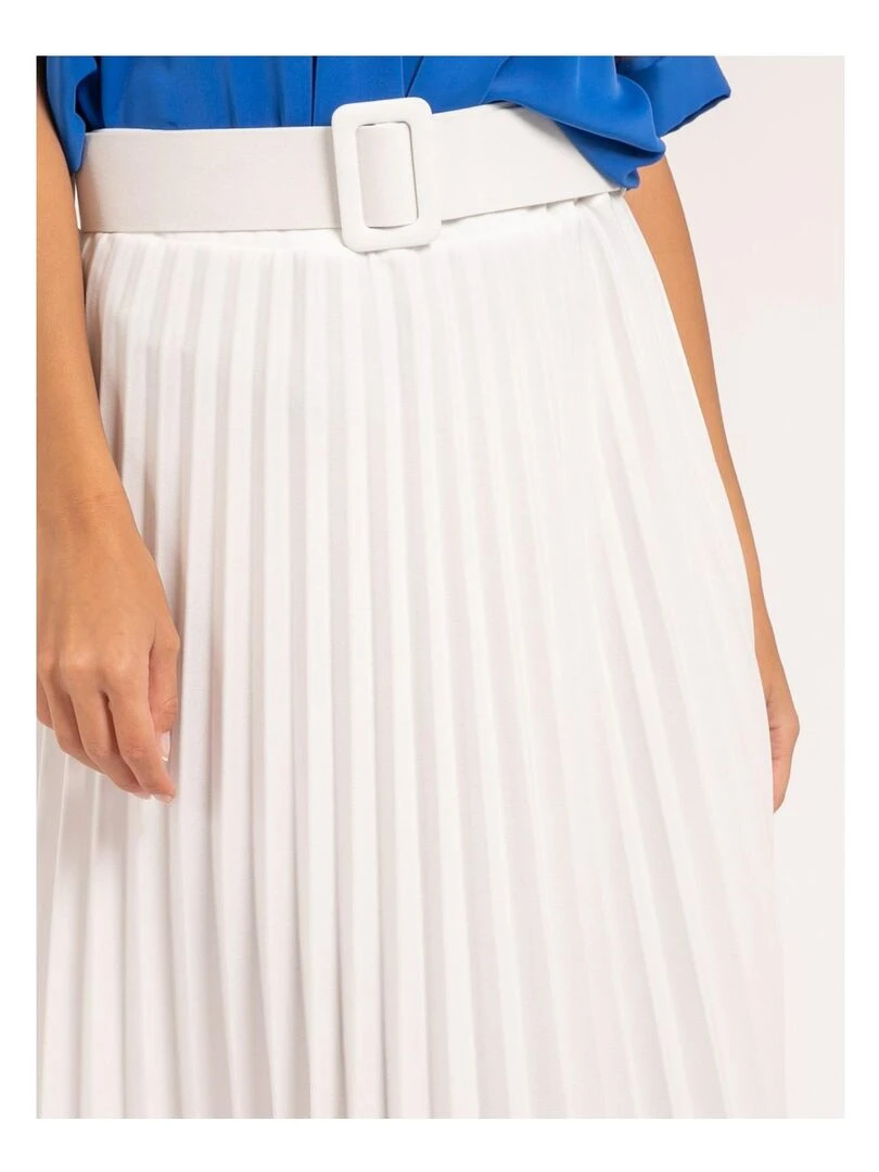Jupe longue plissée et ceinture XOLEDE   Blanc