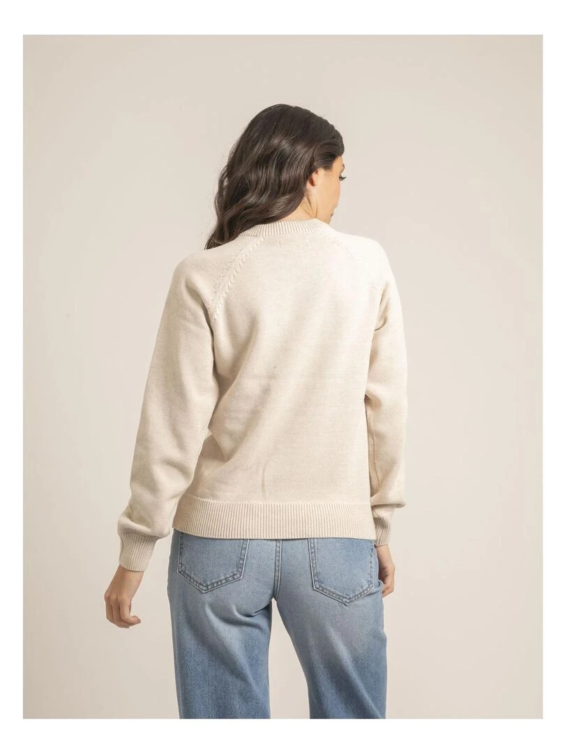 Pull col rond pur coton KORDINE Beige