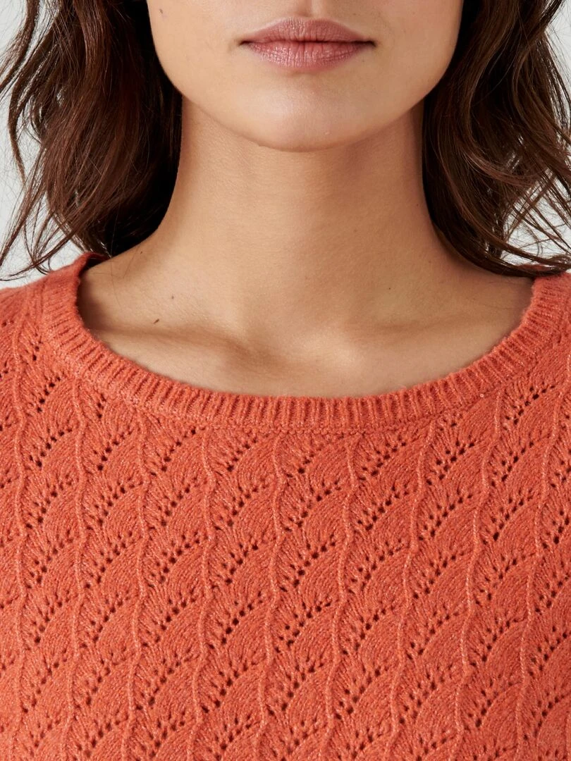 Pull maille ajourée   Damart   Orange