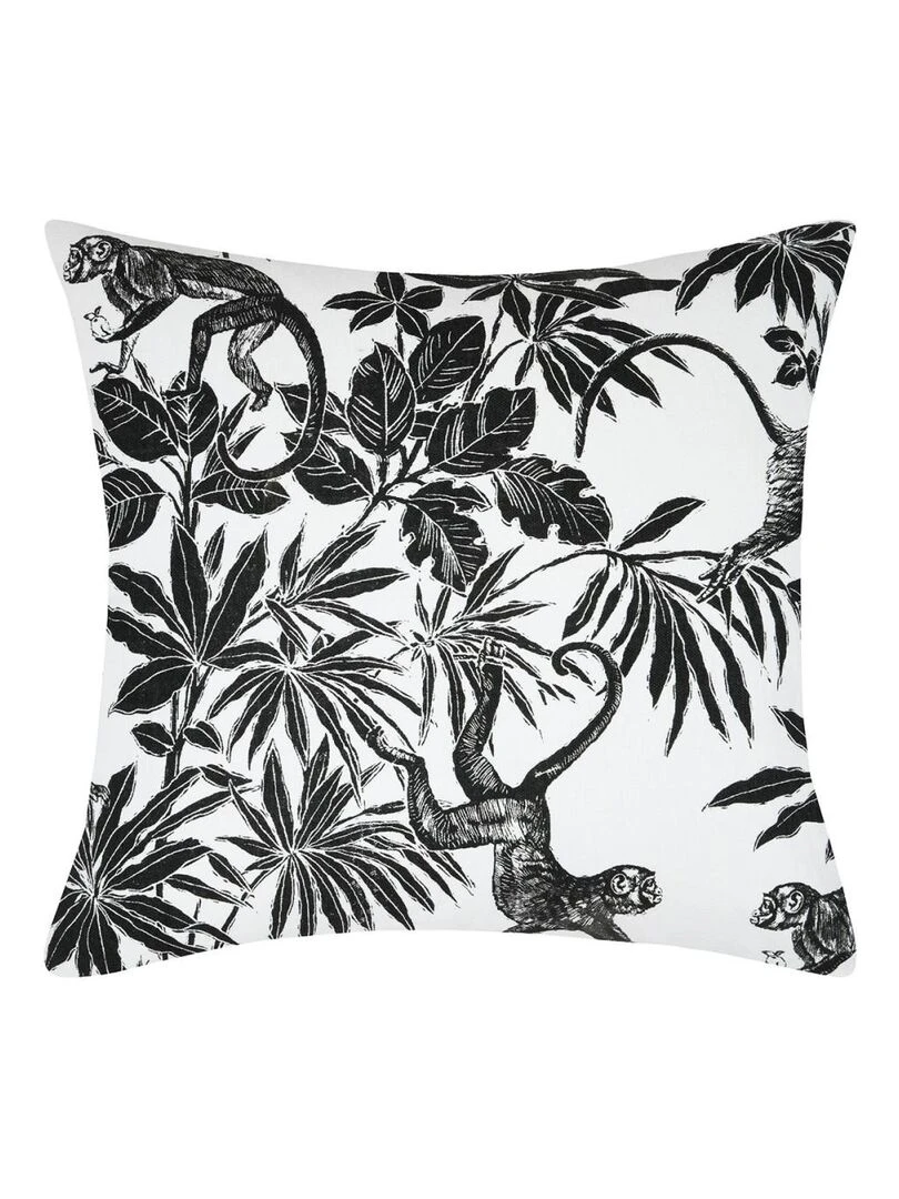 Housse de coussin 40x40 cm Macaco ardoise coton Noir