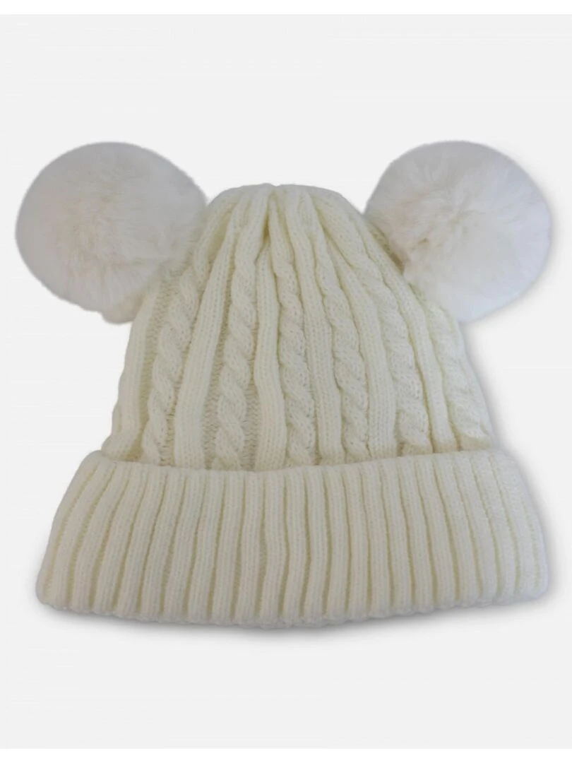 Bonnet avec doublure en polaire et pompon Kebello Blanc Blanc