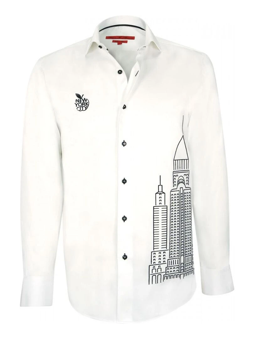 Chemise brodée NEW YORK Blanc