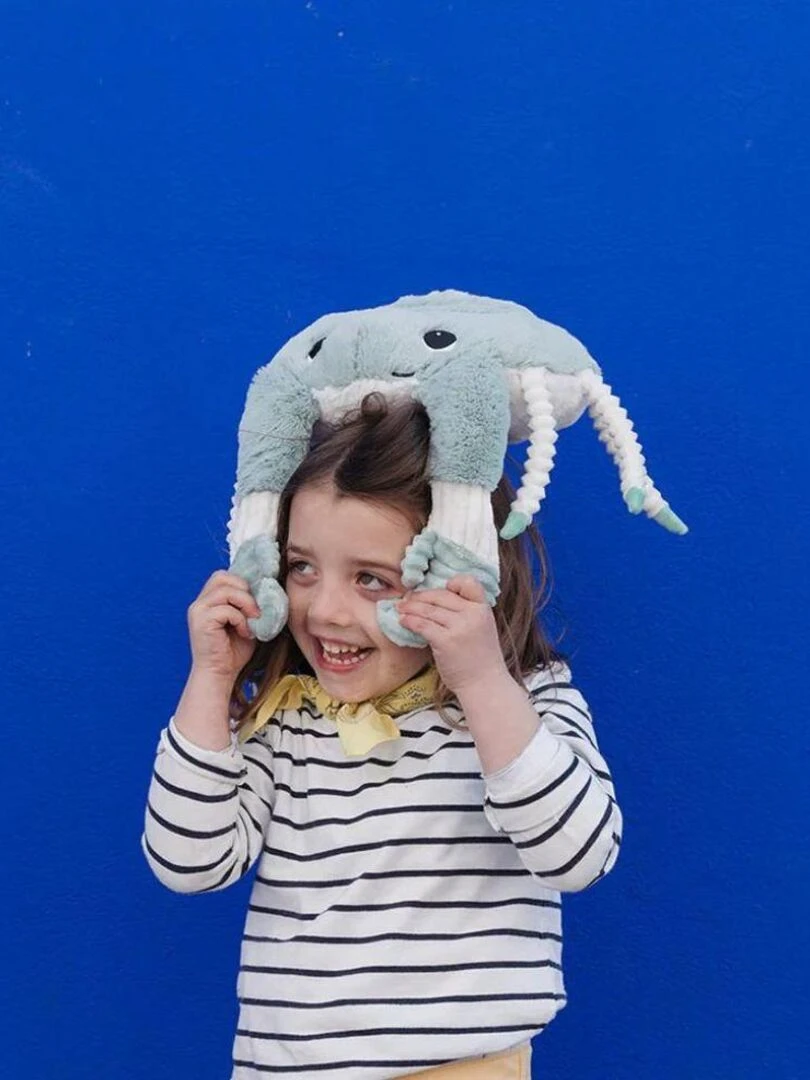 Peluche Cassecou le crabe et son bébé menthe (39 cm)   Vert d'eau