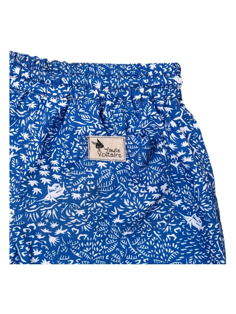 Short de Bain Garçon  Coton Bleu Roi Blanc  SWIMBOY   La Faute à Voltaire   Bleu Blanc