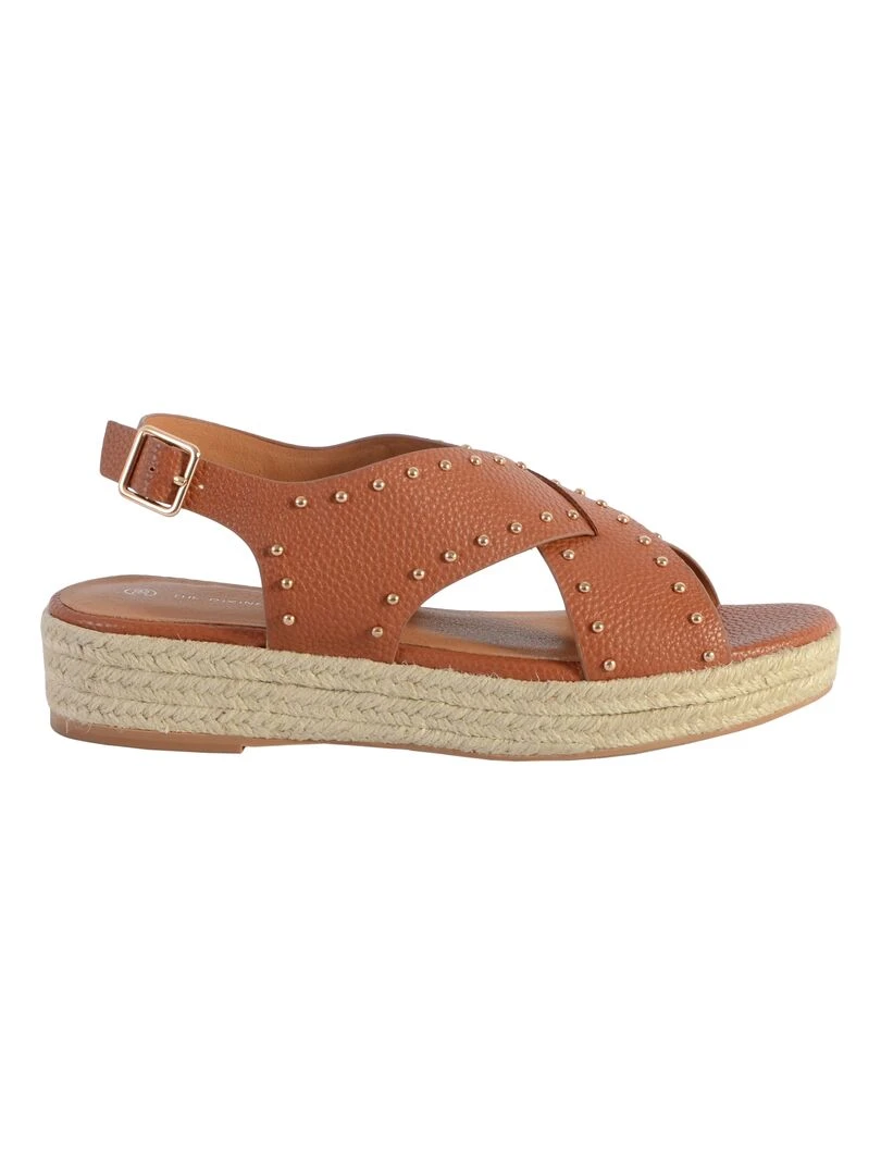 Sandale Compensée The Divine Factory QL4347   Marron