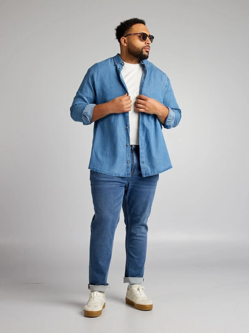 Chemise droite effet denim Bleu