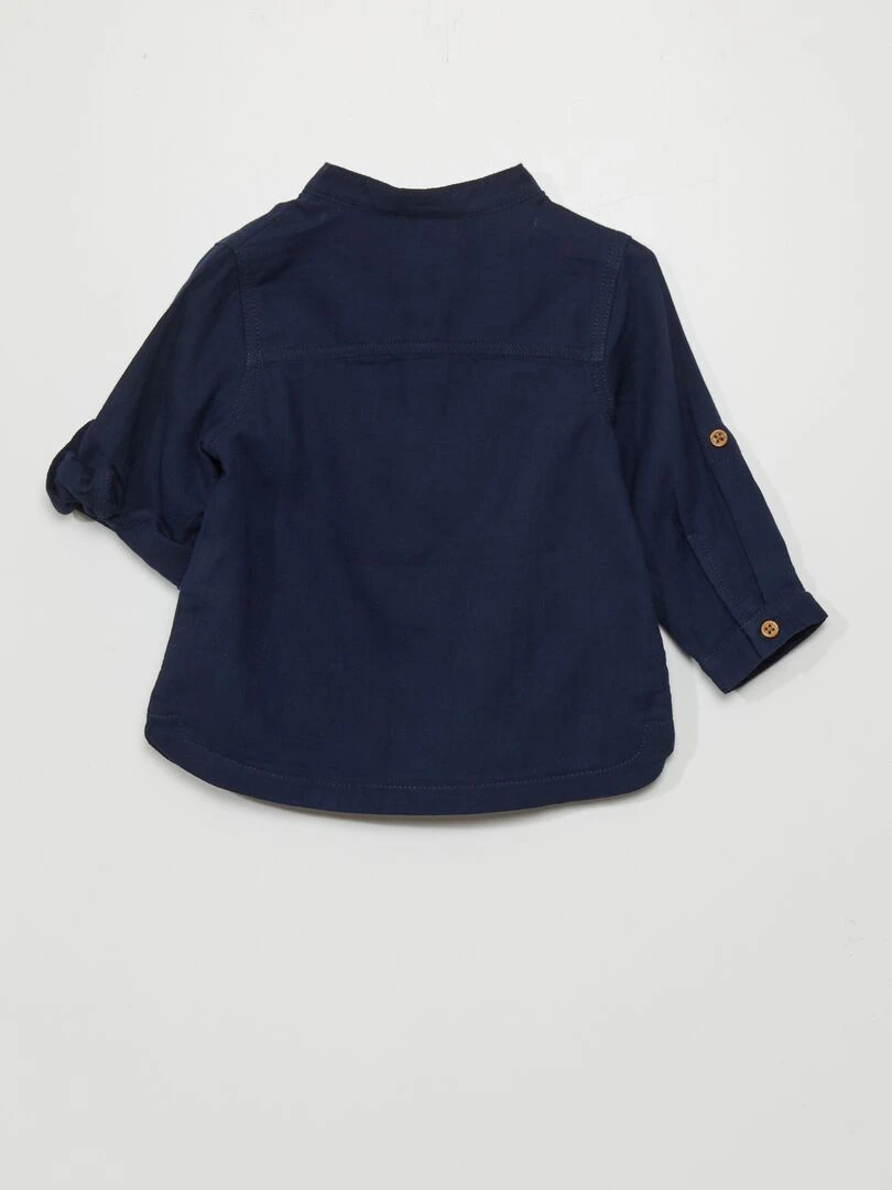 Chemise col tunisien Bleu marine