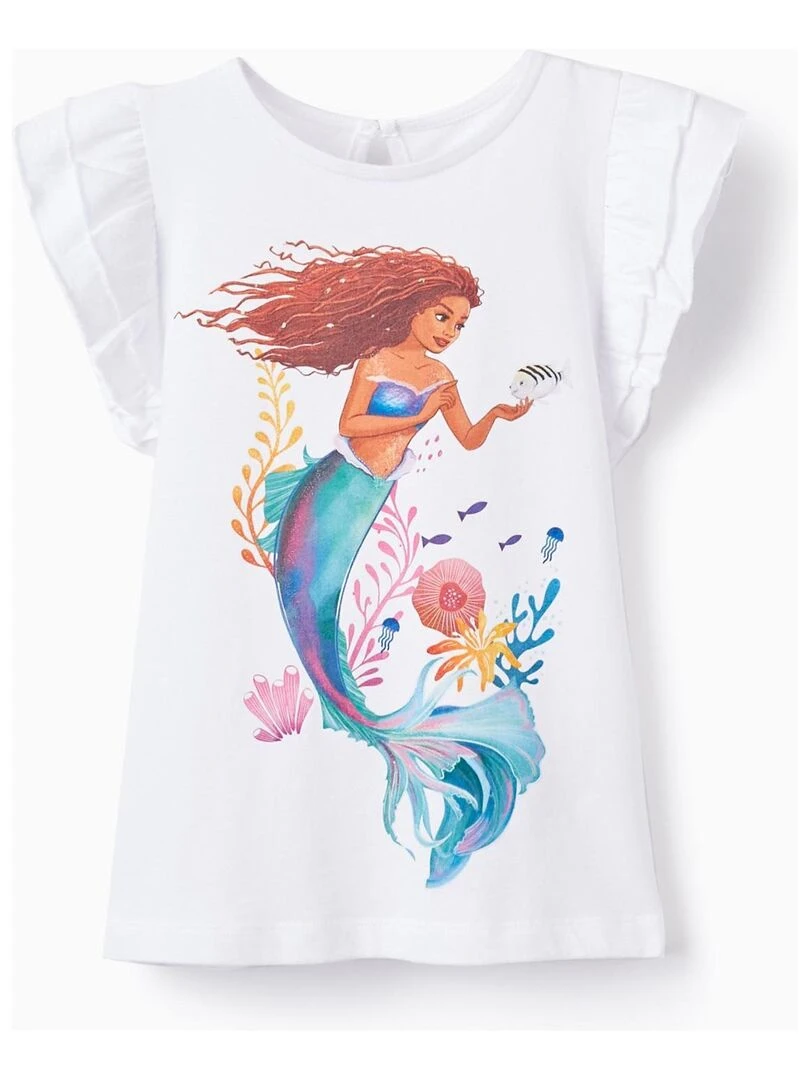 T shirt en Coton pour fille 'Ariel' manches courtes ARIEL LA PETITE SIRÈNE Blanc