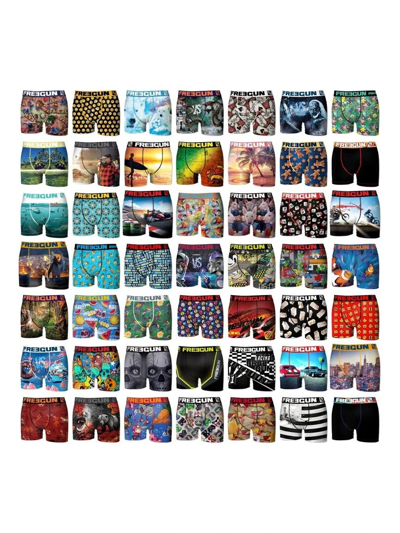 Pack Surprise de 5 Boxers microfibre garçon Freegun Bleu