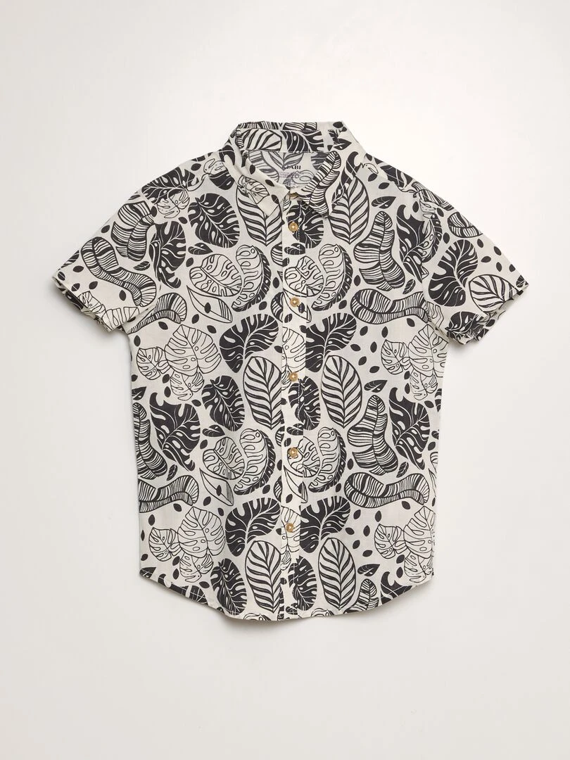 Chemise à manches courtes avec imprimé Blanc/noir