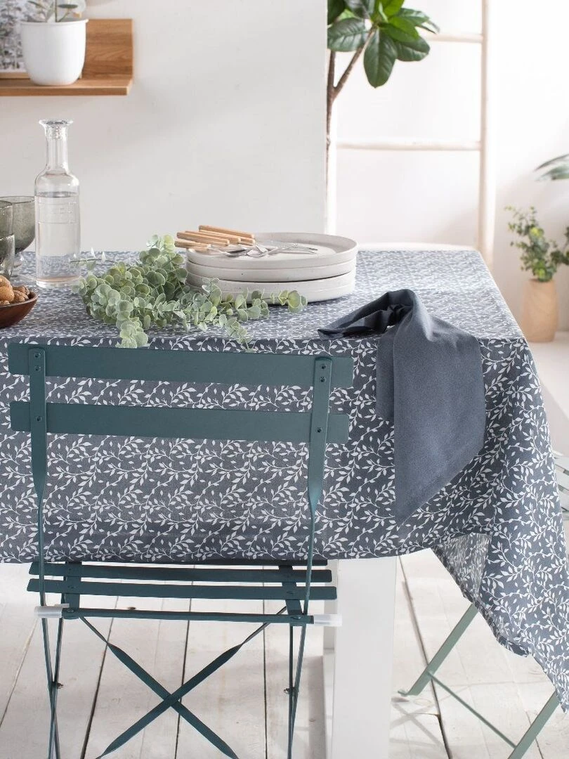 Nappe 'FLOWER GARDEN' 'TODAY' Bleu gris