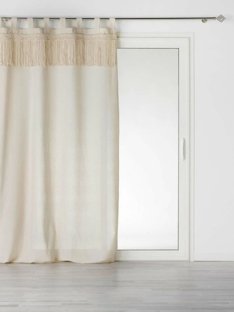 Rideau à passants 140x240 uni top macramé Samaya polycoton Beige