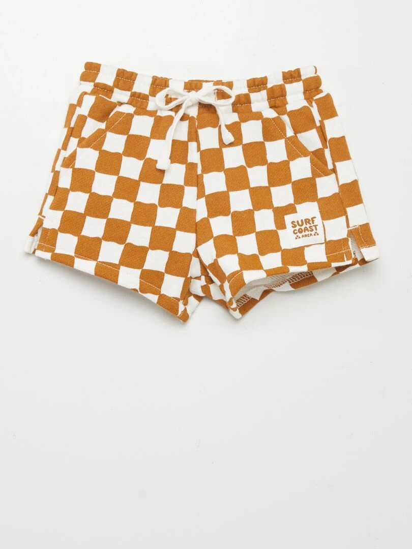 Short à carreaux Marron