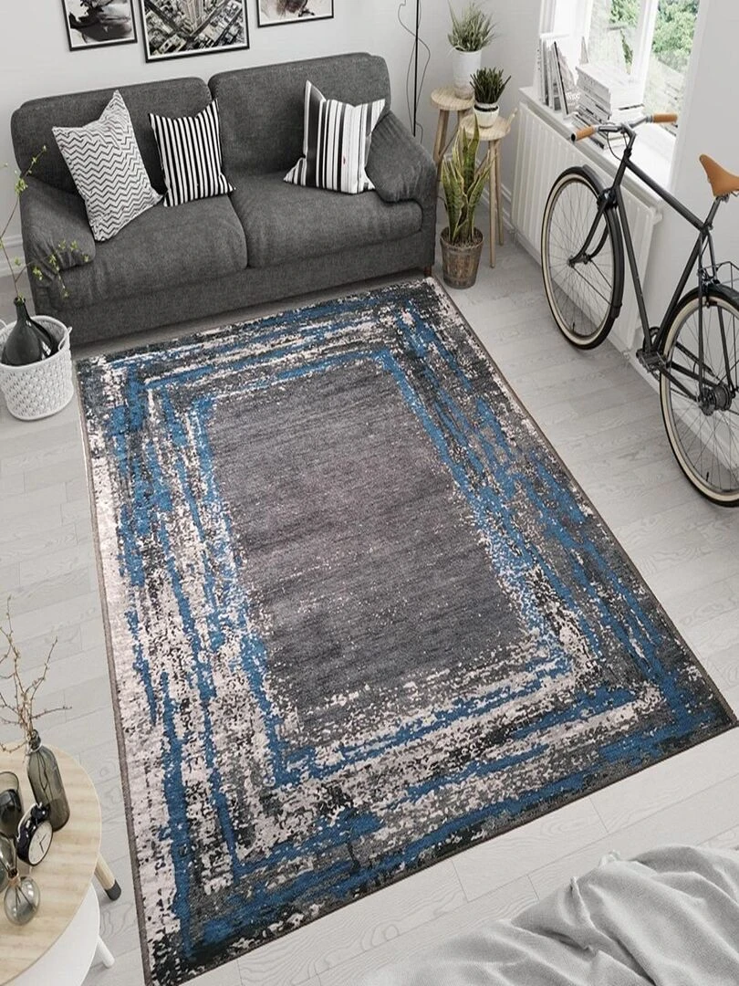 Tapis RING Noir/Bleu Noir Bleu