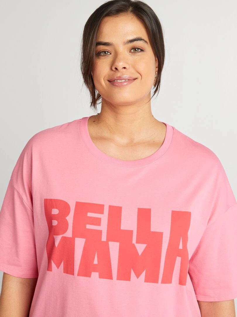 T shirt 'famille' manches courtes   Rose