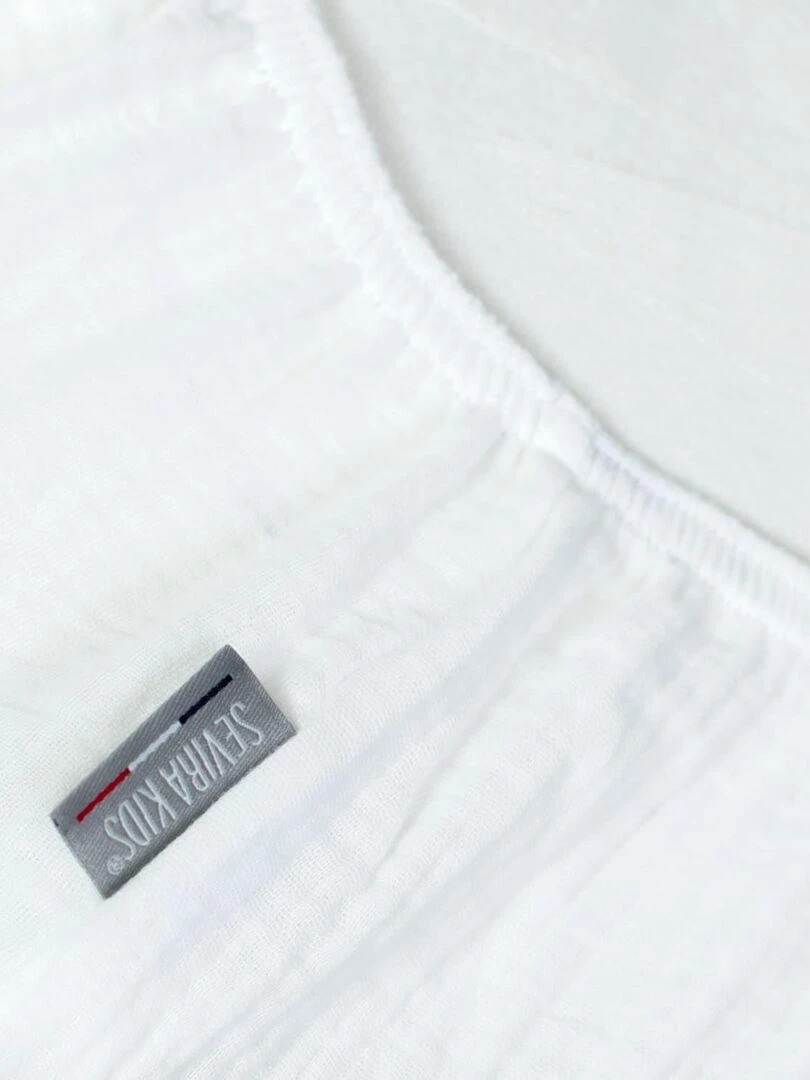 Drap housse uni en gaze de coton Blanc