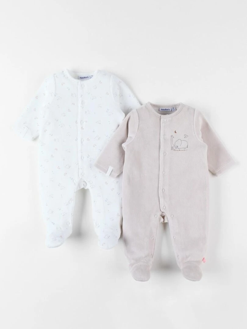 Set de 2 pyjamas 1 pièce greige/écru Noukie's Blanc
