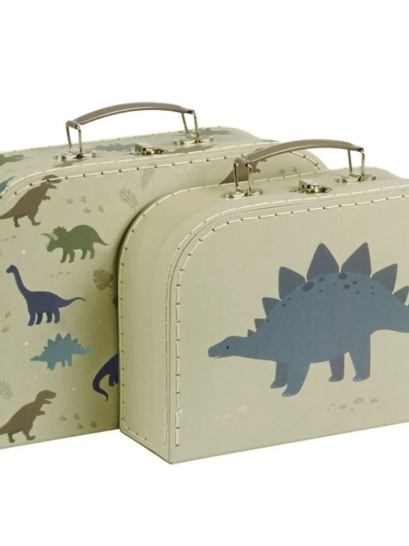 Lot de 2 valisettes de rangement Dinosaure Vert