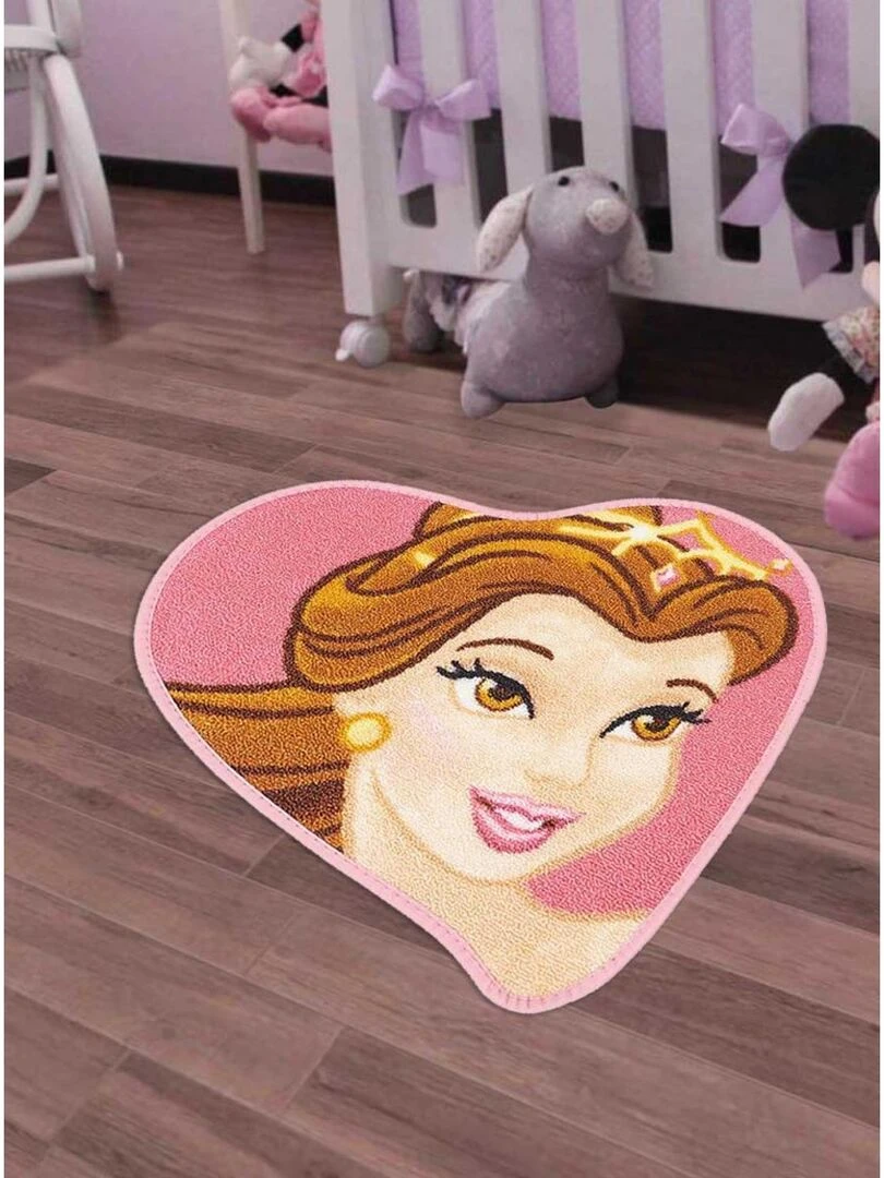 Tapis enfant PRINCESS SHAPED Rose 50x50 Lavable 30° en polyamide doux et soyeux   Rose