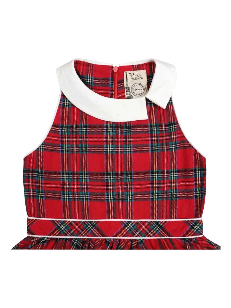 Robe de Noël Fille  Carrx Tartan Rouge  HEPBURN   'LA FAUTE A VOLTAIRE'   Rouge
