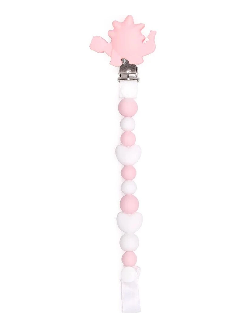Attache Sucette Non Toxique Dino Rose
