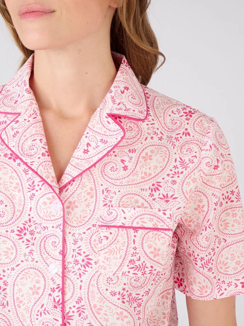 Pyjama en popeline pur coton Damart Rose