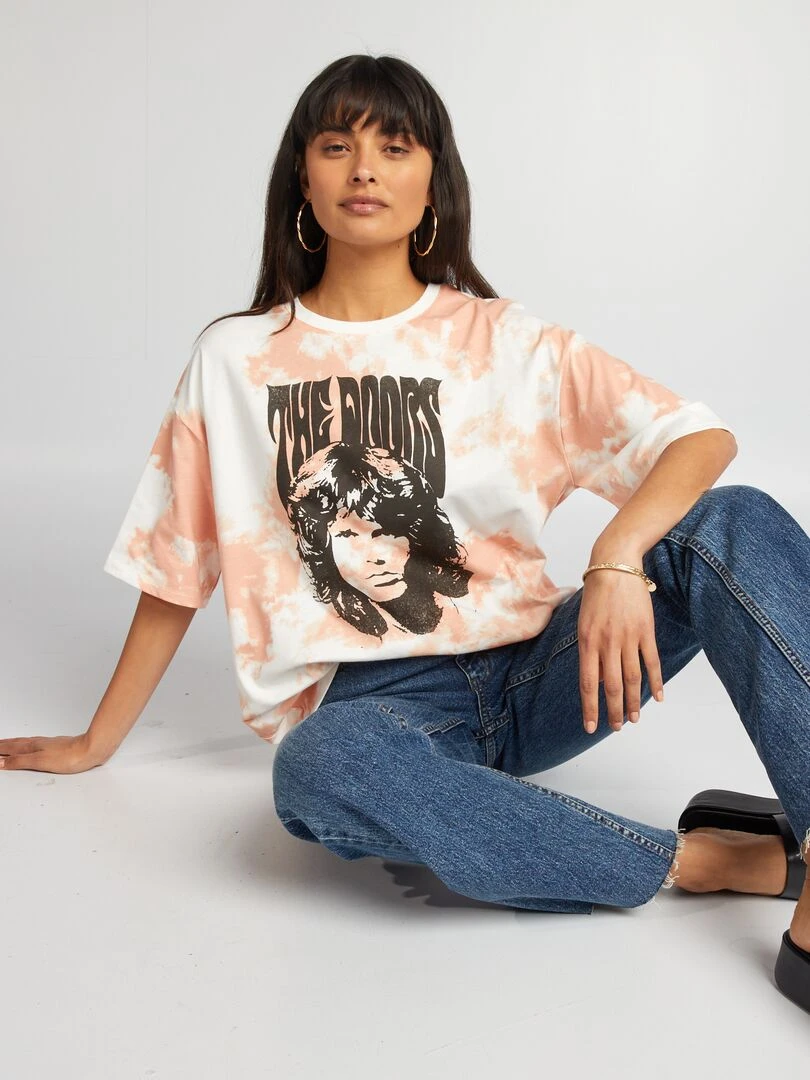 T shirt effet tie and dye 'The Doors' Rose