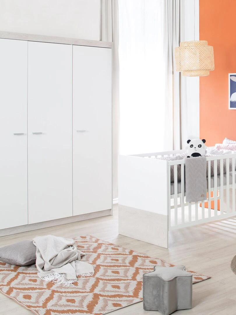ROBA Armoire "Julia" 3 portes – technologie à fermeture progressive – blanc / orme lunaire   Blanc