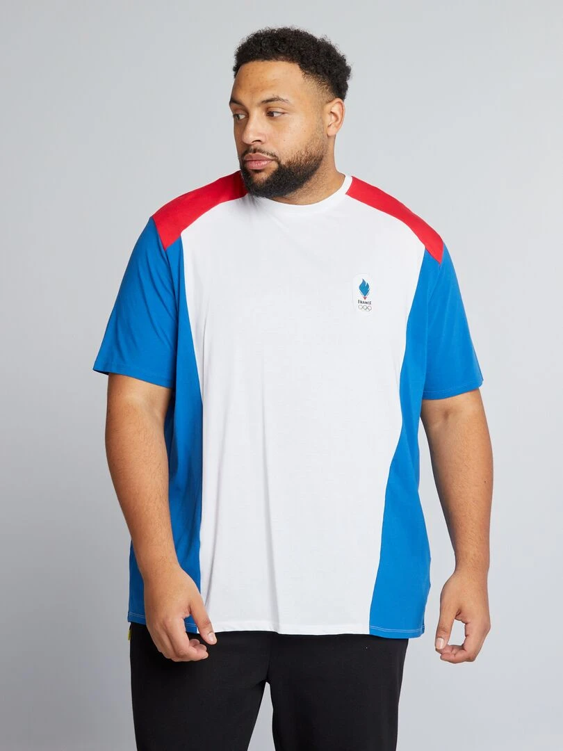 T shirt tricolore en jersey Equipe de France Olympique et Paralympique Bleu/blanc/rouge