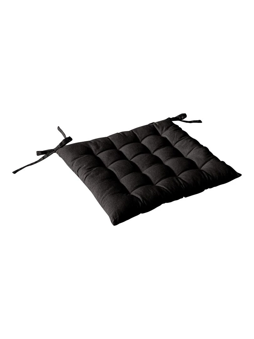 Galette de chaise piquée 16 points en coton et nouettes Noir