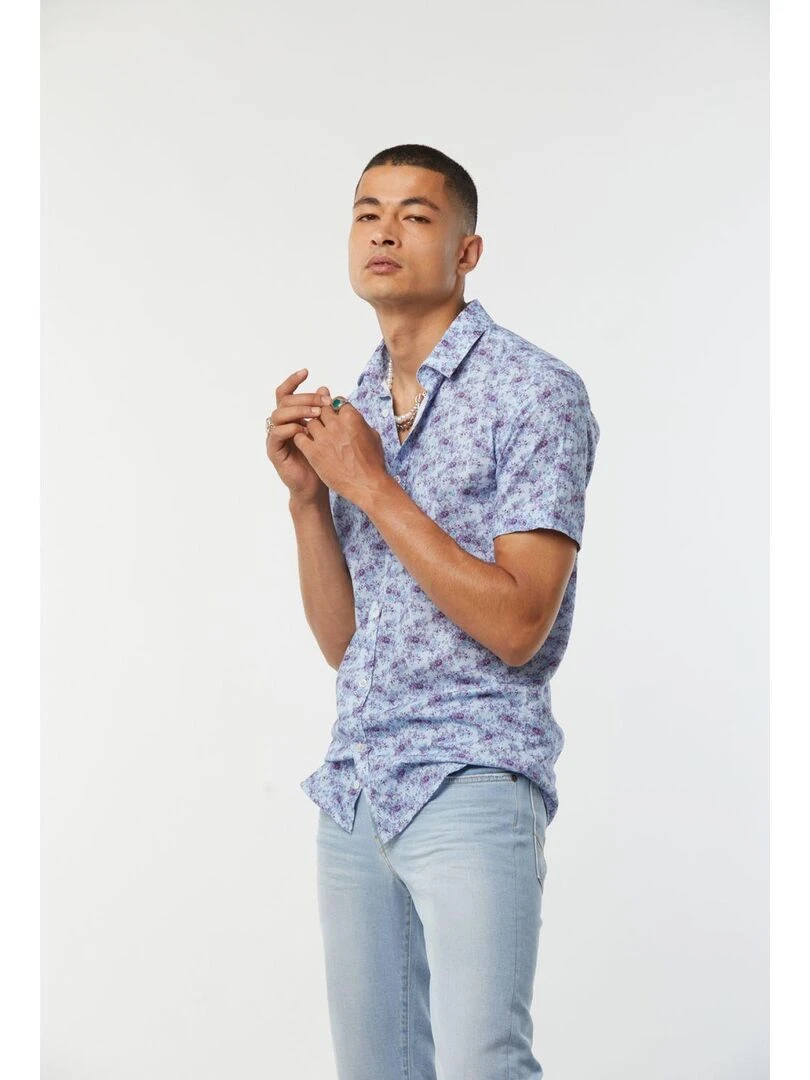 Lee Cooper   Chemise manches courtes coton slim DINOLO   Bleu