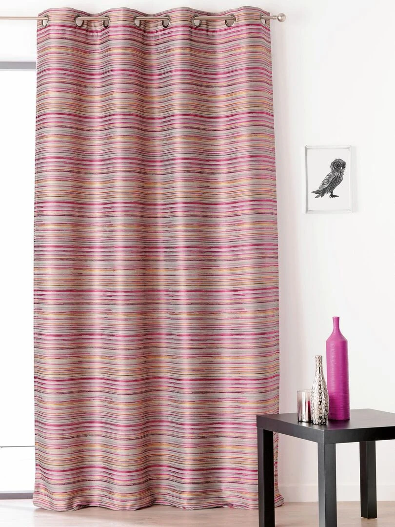 Rideau aspect shantung avec oeillet Rouge