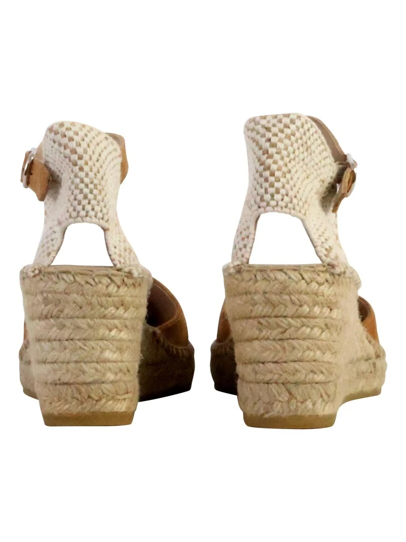 Sandale Compensée à Bride Natural World   Beige