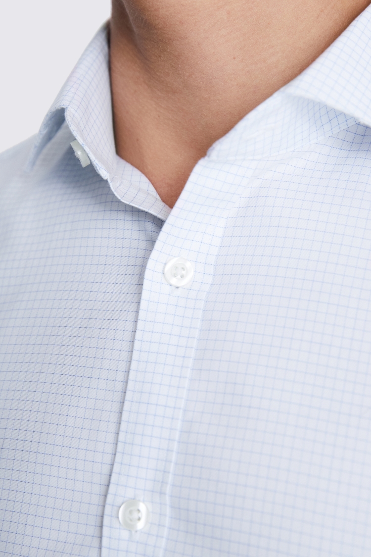 Slim Fit Light Blue Grid Check Non Iron Shirt Buy Online at Moss