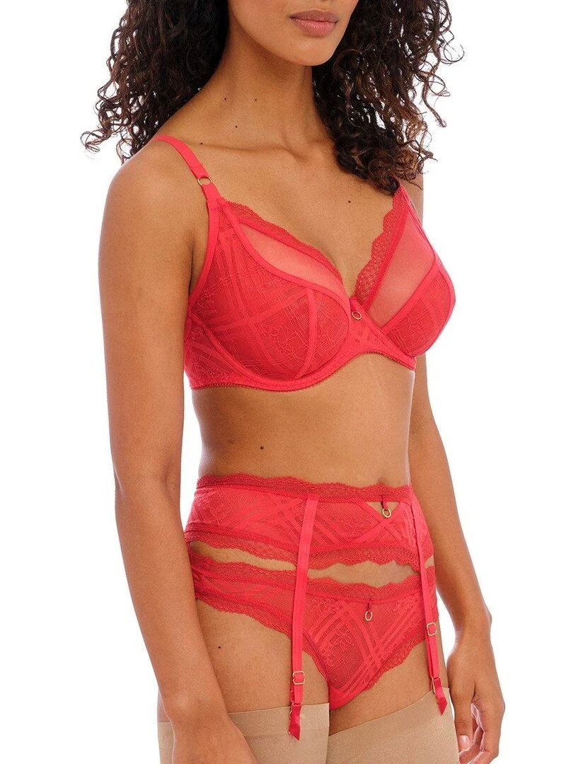 Porte jarretelles avec empiècement de dentelle Freya Fatale   Rouge