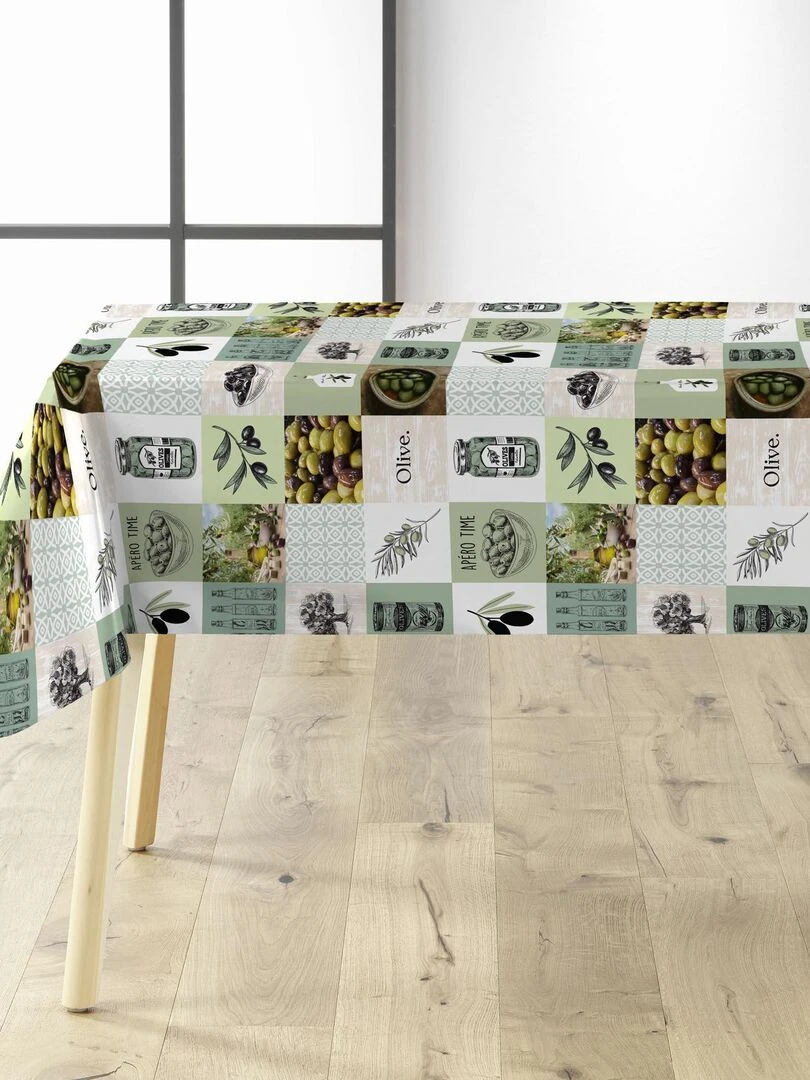 Nappe Toile cirée au mètre apero olive Vert