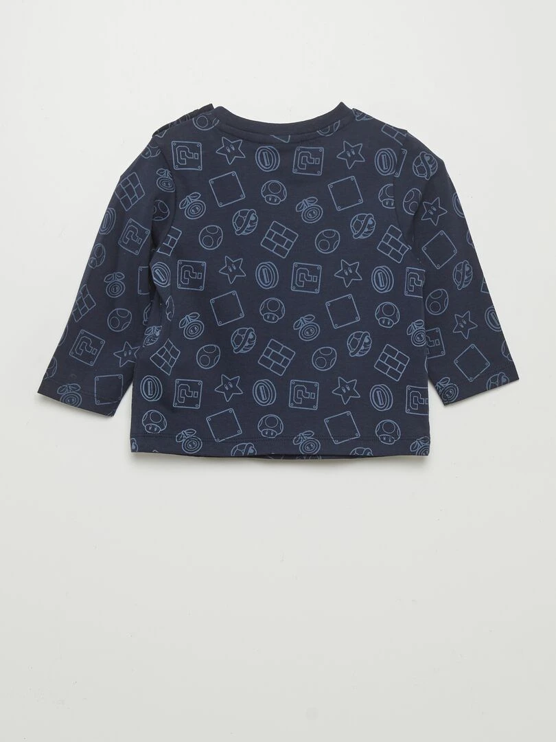 T shirt à manches longues 'Super Mario'   Bleu marine
