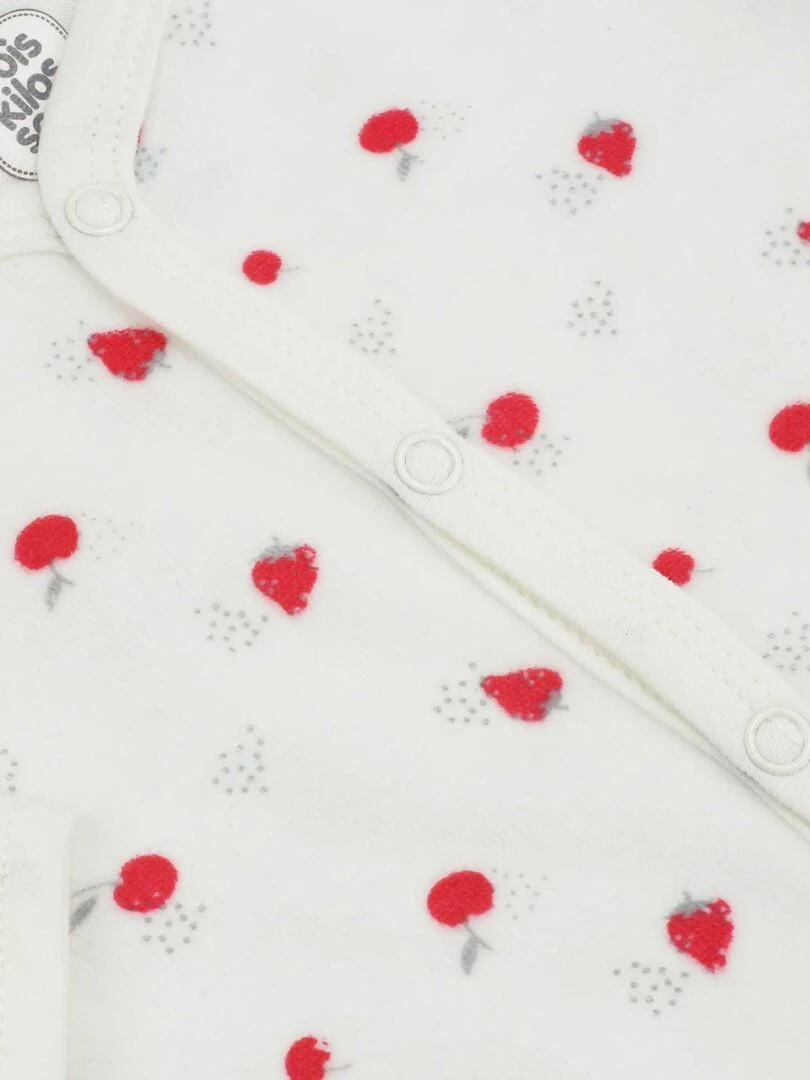 Pyjama bébé en velours motif Fraise   Blanc