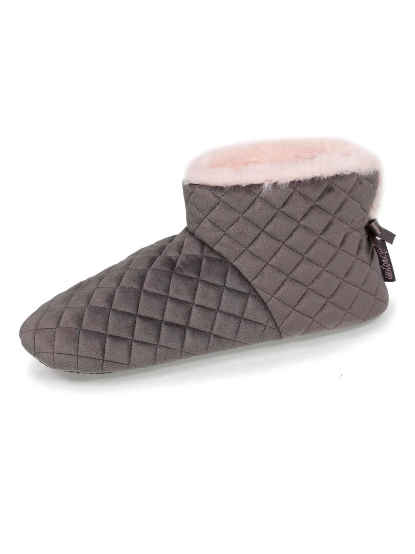 Chaussons bottillons Femme matelassés Gris foncé   Gris