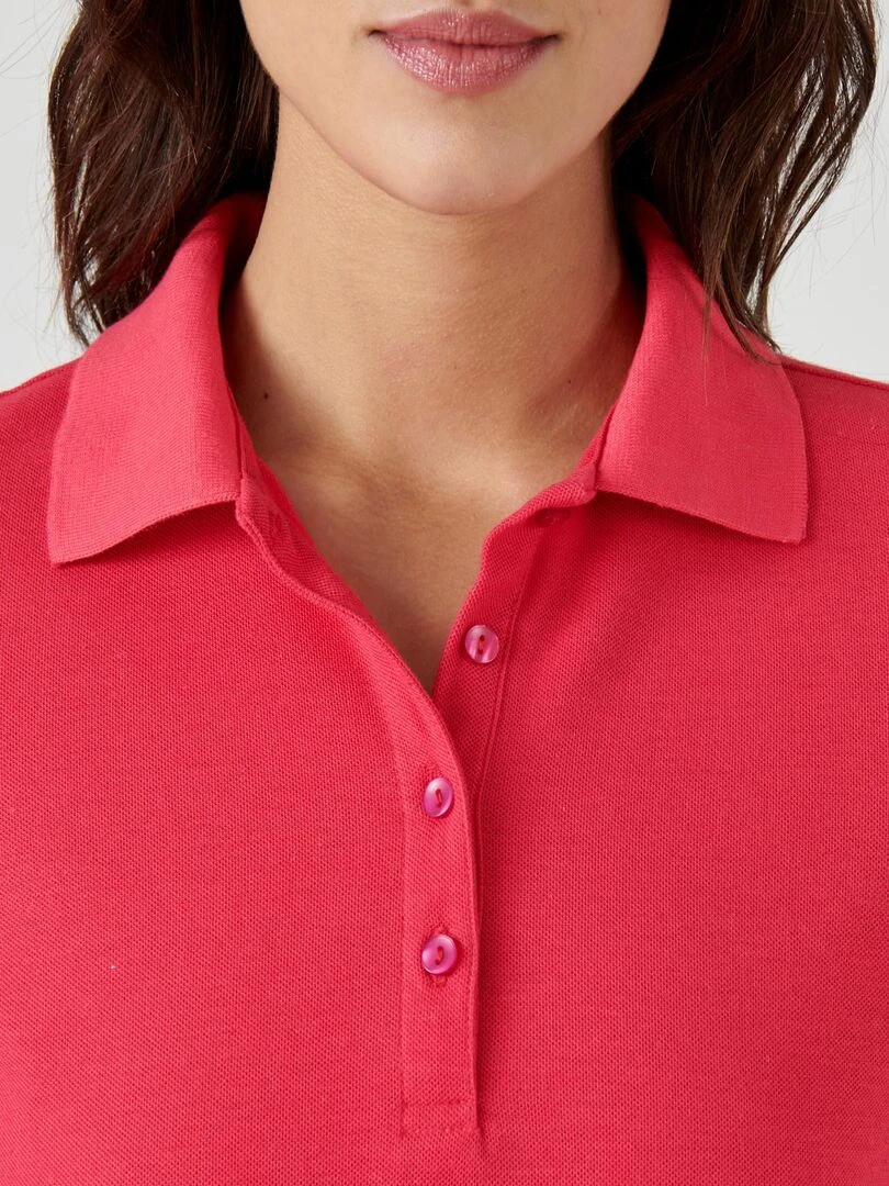 Polo maille piquée Damart Rose framboise