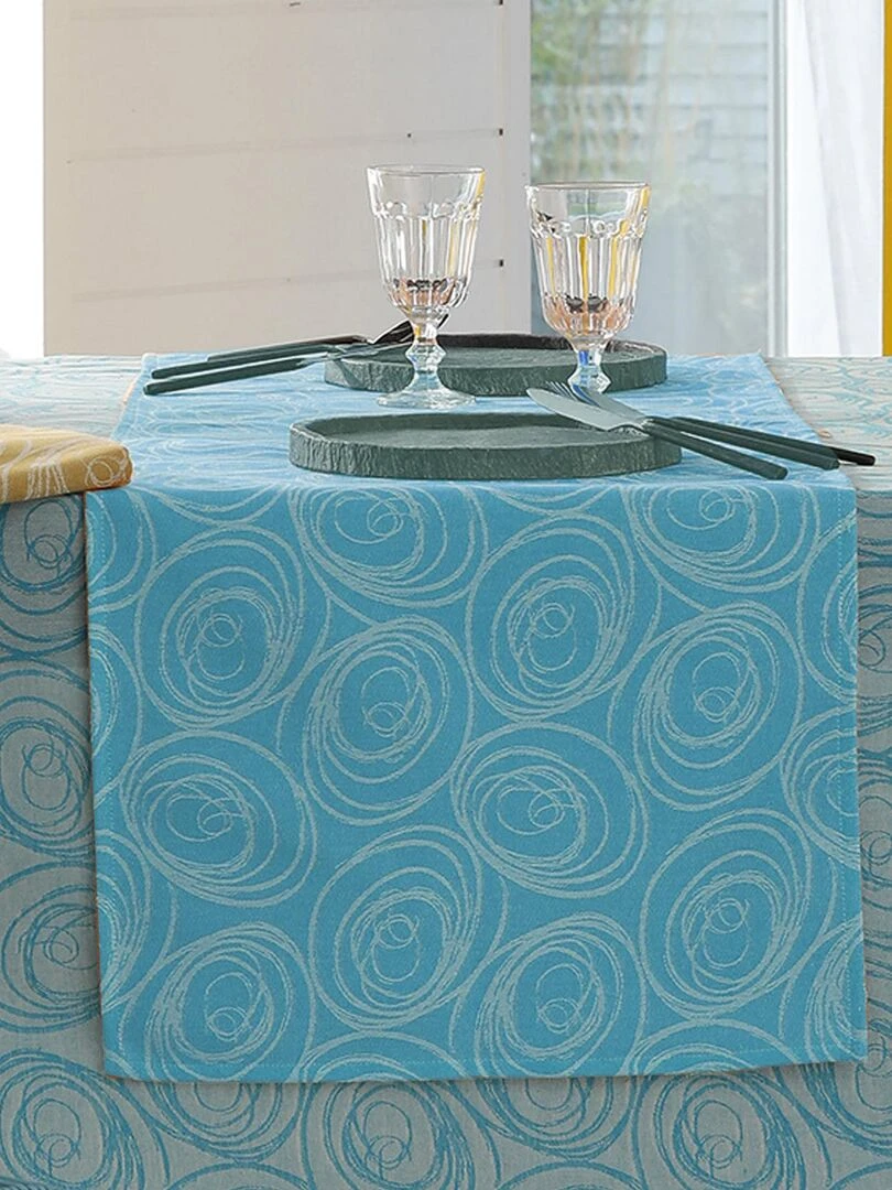 Chemin de table spirale Bleu turquoise