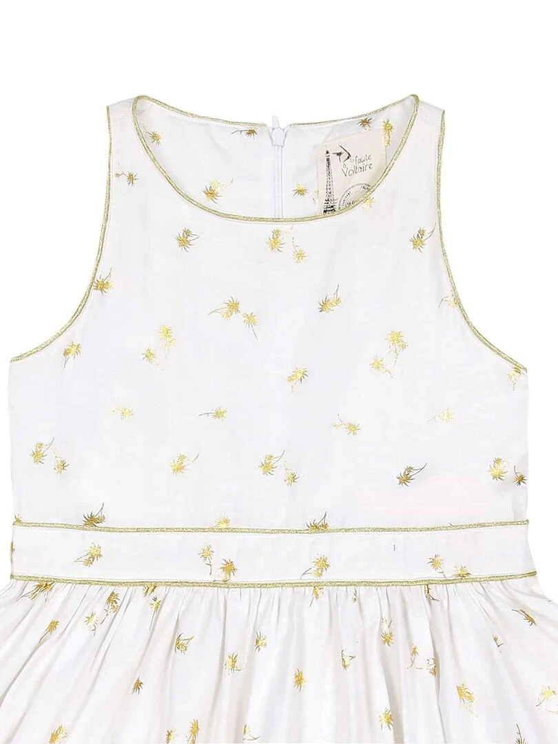 Robe Cérémonie Fille  Lin Blanc Or  HEPBURN   La Faute à Voltaire   Blanc Doré