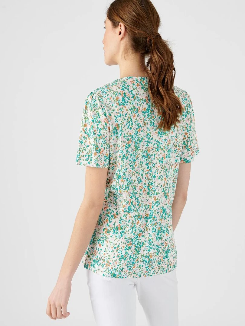 Tee shirt imprimé coton/modal  manches courtes   Damart   Blanc