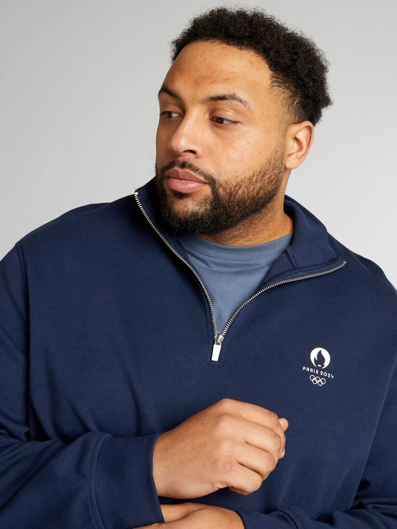 Sweat à col camionneur en molleton   Paris 2024   Noir