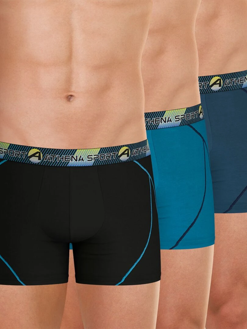 Lot de 3 boxers long homme Training Bleu azur