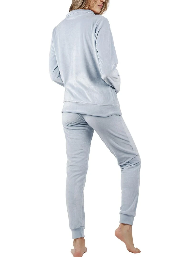 Pyjama pantalon veste zippée Soft Home Bleu