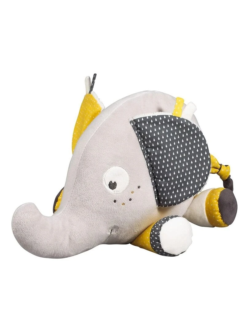 Doudou Eléphant en velours SAUTHON Gris clair